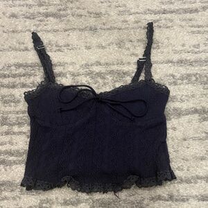 Edikted Dark Blue Lace Top